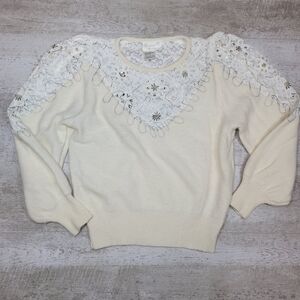 Lilly of California Vintage Cream Lace Sweater
